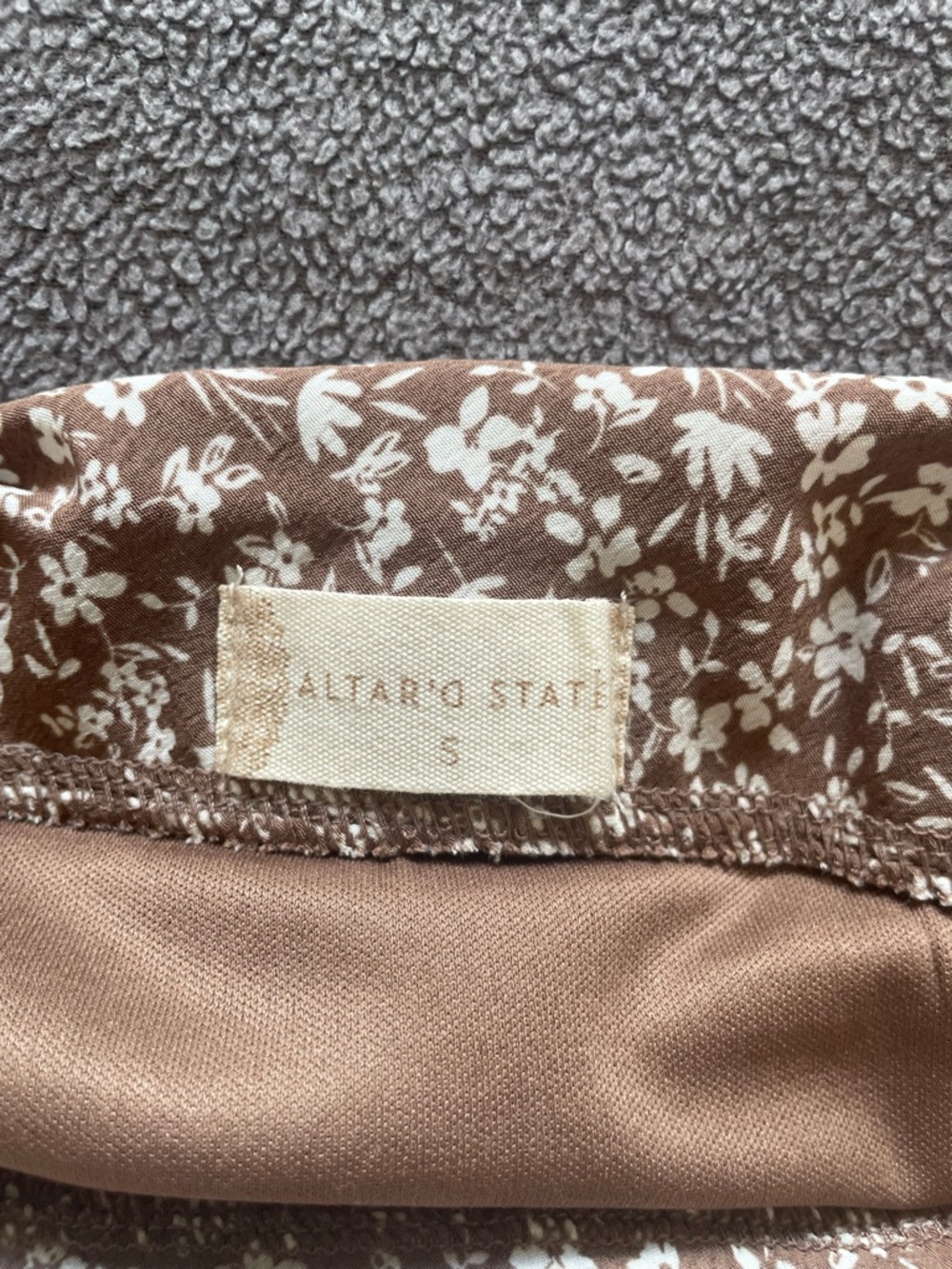 Altar’d State Floral A-Line Midi Skirt Small Brown White Lined Cottagecore - Picture 9 of 12